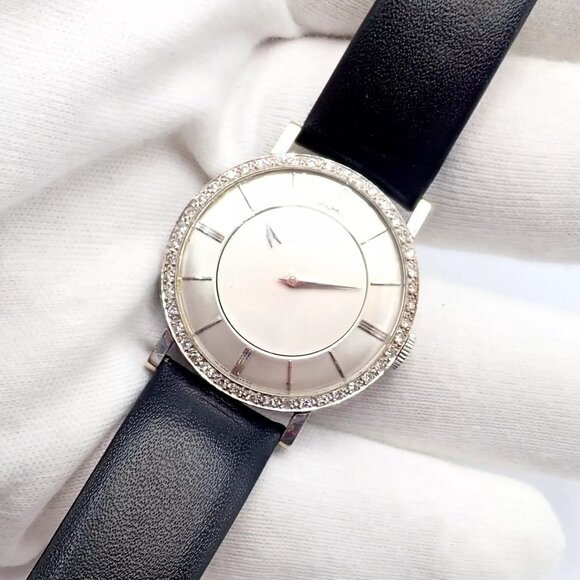 Vintage Longines 18k White Gold Diamond Bezel Manual Wind Mystery Dial Watch - Picture 7 of 11